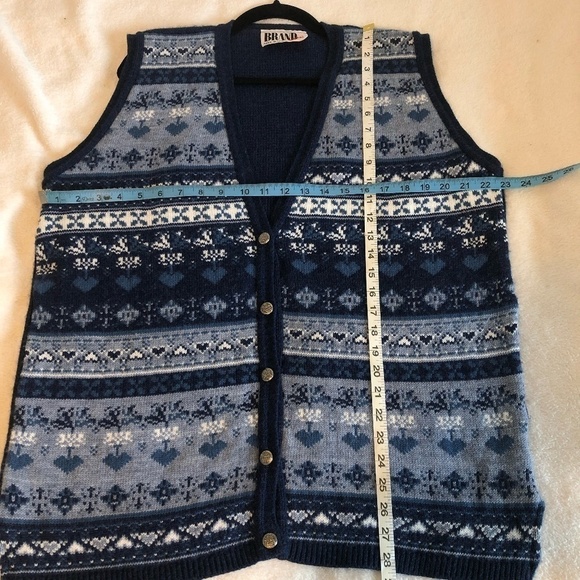 VINTAGE BRAND NEW Sweater Vest WOMEN'S 10 Blue Coastal Grandma Made in USA KNIT - Picture 3 of 10